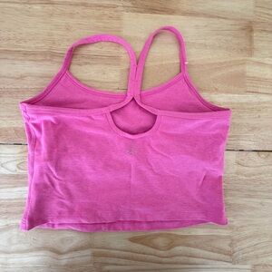 Beyond Yoga Spacedye Slim Racerback Cropped Tank in Vivid Pink Heather size M